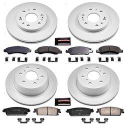 Brake Rotor and Pad Combos, Z17 Evolution Geomet Coated, Front and Rear, Solid Surface Rotors, Ceramic Pads, Cadillac, Chevrolet, GMC, Kit