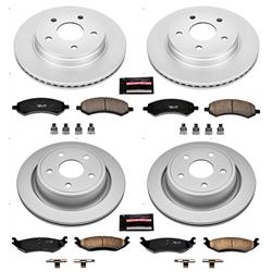 Brake Rotor and Pad Combos, Z17 Evolution Geomet Coated, Solid Surface, Ceramic Pads, Z17, Front and Rear, Chrysler, Dodge, Ram, Kit