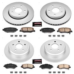 Brake Rotor and Pad Combos, Z17 Evolution Geomet Coated, Front and Rear, Solid Surface Rotors, Ceramic Pads, Jeep, Kit