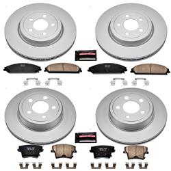 Brake Rotor and Pad Combos, Z17 Evolution Geomet Coated, Solid Surface, Ceramic Pads, Z17, Front and Rear, Chrysler, Dodge, Kit