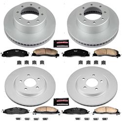 Brake Rotor and Pad Combos, Z17 Evolution Geomet Coated, Front and Rear, Solid Surface Rotors, Ceramic Pads, Dodge, Ram, Kit