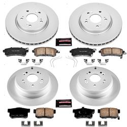 Brake Rotor and Pad Combos, Z17 Evolution Geomet Coated, Solid Surface, Ceramic Pads, Z17, Front and Rear, for use on Honda®, Kit