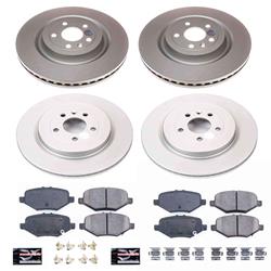 Brake Rotor and Pad Combos, Z17 Evolution Geomet Coated, Front and Rear, Solid Surface Rotors, Ceramic Pads, Ford, Lincoln, Kit