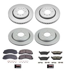 Brake Rotor and Pad Combo, Z17 Evolution Geomet Coated, Front/Rear, Solid Surface Rotors, Ceramic Pads, Ford, Kit