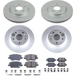 Brake Rotor and Pad Combos, Z17 Evolution Geomet Coated, Front and Rear, Solid Surface Rotors, Ceramic Pads, Chevrolet, Kit