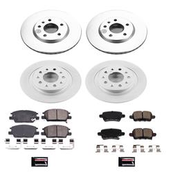 Brake Rotor and Pad Combo, Z17 Evolution Geomet Coated, Front/Rear, Solid Surface Rotors, Ceramic Pads, Chevy, Kit