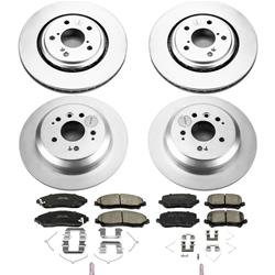 Brake Rotor and Pad Combo, Z17 Evolution Geomet Coated, Front/Rear, Solid Surface Rotors, Ceramic Pads, for use on Honda®, Kit