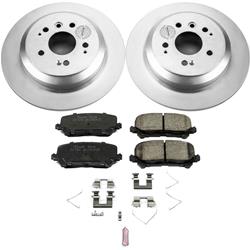 Brake Rotor and Pad Combo, Z17 Evolution Geomet Coated, Rear, Solid Surface Rotors, Ceramic Pads, for use on Honda®, Kit