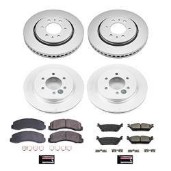 Brake Rotor and Pad Combo, Z17 Evolution Geomet Coated, Front/Rear, Solid Surface Rotors, Ceramic Pads, Ford, Lincoln, Kit