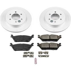 Brake Rotor and Pad Combo, Z17 Evolution Geomet Coated, Rear, Solid Surface Rotors, Ceramic Pads, Ford, Lincoln, Kit
