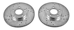 Brake Rotors, Evolution, Vented, Cross-Drilled/Slotted, 14.28 in. Diameter, 1.500 in. Thick, Iron, Zinc plated, Pair