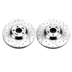 Brake Rotors, Evolution, Cross-drilled/Slotted, Iron, Zinc Dichromate Plated, 14.57 in. O.D., Front, Mercedes-Benz, Pair