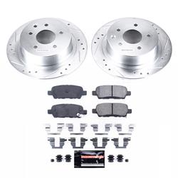Brake Rotors/Pads, Cross-Drilled/Slotted, Iron, Zinc Dichromate Plated, Rear, for Nissan, Kit
