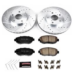 Pads and Rotors, Evolution Sport, Cross-Drilled/Slotted Surface, Iron, Zinc Plated, 11.650 in. Diameter, Z23 Carbon Fiber Ceramic Pads, Kit