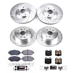 Brake Rotors/Pads, Drilled/Slotted, Iron, Zinc Plated, Front/Rear, Lexus, Kit