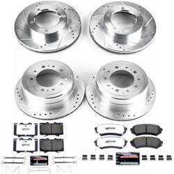 Pads and Rotors, Truck and Tow, Cross-Drilled/Slotted Surface, Iron, Zinc Plated, 12.320 in./12.950 in. Diameter, Z36 Carbon Fiber Ceramic Pads, Kit