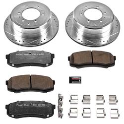 Brake Rotors/Pads, Truck and Tow, Drilled/Slotted, Iron, Zinc Plated, Rear, Lexus, Toyota, Kit