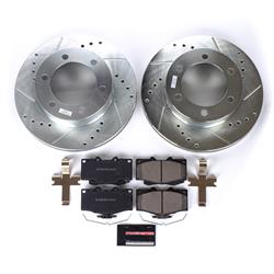 Brake Rotors/Pads, Front, Cross-Drilled/Slotted, Iron, Zinc Plated, 297mm/11.69 in. Dia., 6 lug, Kit