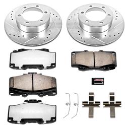 Brake Rotors/Pads, Truck and Tow, Drilled/Slotted, Iron, Zinc Plated, Front, Toyota, Kit