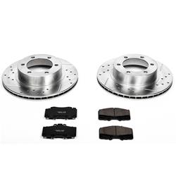 Brake Rotors/Pads, Cross-Drilled/Slotted, Iron, Zinc Plated, 319mm/12.56 in. Dia., Front, Toyota, Kit