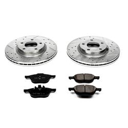 Brake Rotors/Pads, Cross-Drilled/Slotted, Iron, Zinc Dichromate Plated, Front, Mazda, Kit