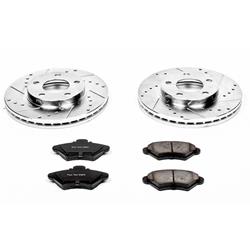 Pads and Rotors, Evolution Sport, Cross-Drilled/Slotted Surface, Iron, Zinc Plated, 11.060 in. Diameter, Z23 Carbon Fiber Ceramic Pads, Kit