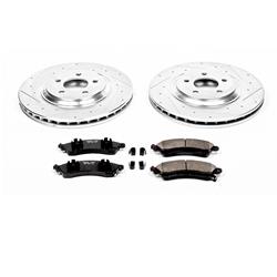 Brake Rotors/Pads, Cross-Drilled/Slotted, Iron, Zinc Plated, Front, Ford, Kit