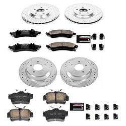 Brake Rotors/Pads, Drilled/Slotted, Iron, Zinc Plated, Front/Rear, Ford, Kit