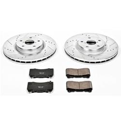 Brake Rotors/Pads, Cross-Drilled/Slotted, Iron, Zinc Dichromate Plated, Front, Subaru, Kit