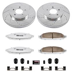 Brake Rotors/Pads, Drilled/Slotted, Iron, Zinc Dichromate Plated, Front, Ford, Lincoln, Mercury, Kit