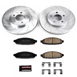 Brake Rotors/Pads, Cross-Drilled/Slotted, Iron, Zinc Dichromate Plated, Front, Ford, Lincoln, Mercury, Kit