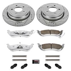 Brake Rotors/Pads, Drilled/Slotted, Iron, Zinc Dichromate Plated, Rear, Ford, Mercury, Kit