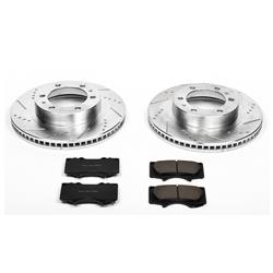 Brake Rotors/Pads, Cross-Drilled/Slotted, Iron, Zinc Dichromate Plated, Front, Toyota, Kit