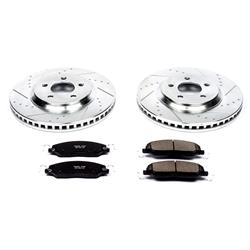 Pads and Rotors, Evolution Sport, Cross-Drilled/Slotted Surface, Iron, Zinc Plated, 12.500 in. Diameter, Z23 Carbon Fiber Ceramic Pads, Kit