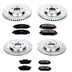 Brake Rotors/Pads, Cross-Drilled/Slotted, Iron, Zinc Dichromate Plated, Ford, Kit