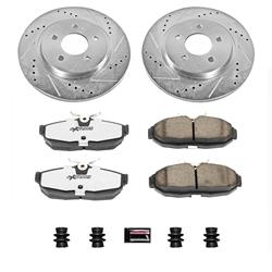 Brake Rotors/Pads, Drilled/Slotted, Iron, Zinc Dichromate Plated, Rear, Ford, Kit