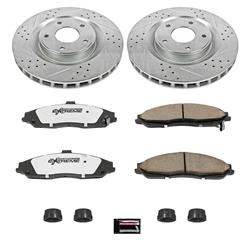 Brake Rotors/Pads, Drilled/Slotted, Iron, Zinc Dichromate Plated, Front, Cadillac, Chevy, Kit