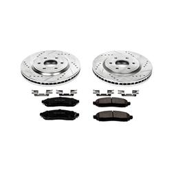 Brake Rotors/Pads, Cross-Drilled/Slotted, Iron, Zinc Dichromate Plated, Front, for Nissan, Kit