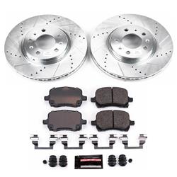 Brake Rotors/Pads, Cross-Drilled/Slotted, Iron, Zinc Dichromate Plated, Front, Pontiac, Saturn, Kit