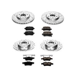 Brake Rotors/Pads, Drilled/Slotted, Iron, Zinc Plated, Ceramic Pads, Front/Rear, Pontiac, Saturn, Kit