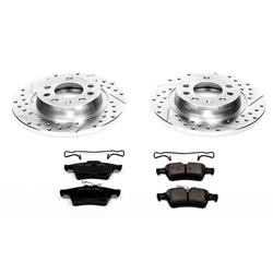 Brake Rotors/Pads, Cross-Drilled/Slotted, Iron, Zinc Dichromate Plated, Rear, Pontiac, Saturn, Kit