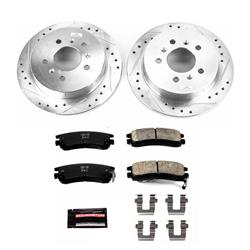 Brake Rotors/Pads, Cross-Drilled/Slotted, Iron, Zinc Dichromate Plated, Rear, Chevy, Kit