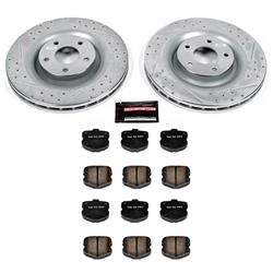 Pads and Rotors, Evolution Sport, Cross-Drilled/Slotted Surface, Iron, Zinc Plated, 13.976 in. Diameter, Z23 Carbon Fiber Ceramic Pads, Kit