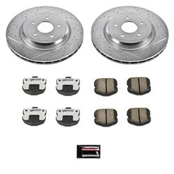 Brake Rotors/Pads, Drilled/Slotted, Iron, Zinc Dichromate Plated, Rear, Chevy, Kit