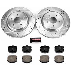 Pads and Rotors, Evolution Sport, Cross-Drilled/Slotted Surface, Iron, Zinc Plated, 13.386 in. Diameter, Z23 Carbon Fiber Ceramic Pads, Kit