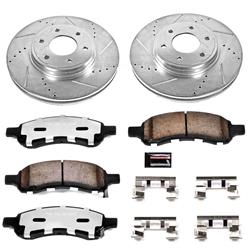 Brake Rotors/Pads, Truck and Tow, Drilled/Slotted, Iron, Zinc Plated, Front, Chevy, Saab, Kit