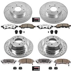 Brake Rotors/Pads, Drilled/Slotted, Iron, Zinc Dichromate Plated, Front/Rear, Chevy, Saab, Kit