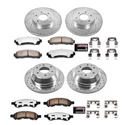 Brake Rotors/Z36 Pads, Drilled/Slotted, Iron, Zinc Dichromate Plated, Front/Rear, Chevy, Saab, Kit