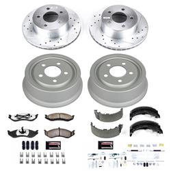 Brake Rotor and Pad Combo, Z36 Truck and Tow, Front/Rear, Cross-drilled/Slotted Rotors, Zinc Dichromate Plated, Carbon Ceramic Pads, Jeep, Kit