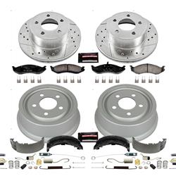 Disc and Drum Kits, Cross-drilled/Slotted, 11.02 in. Front, Zinc Plated, Carbon Fiber Ceramic Pads, 9.016 in. Rear, Jeep, Kit